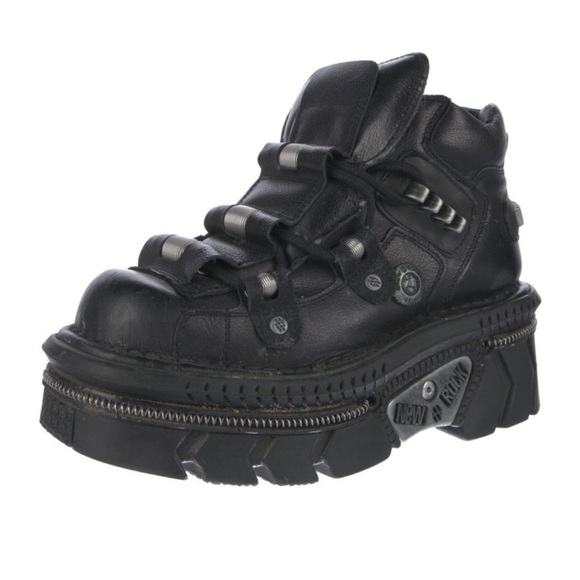 New Rock Leather Wedge Sneakers Size 6 - Picture 2 of 5